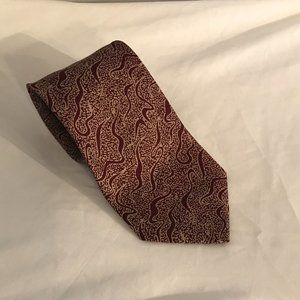 Giorgio Armani Silver/Grayish/ Burgundy 100% Pure Silk Necktie